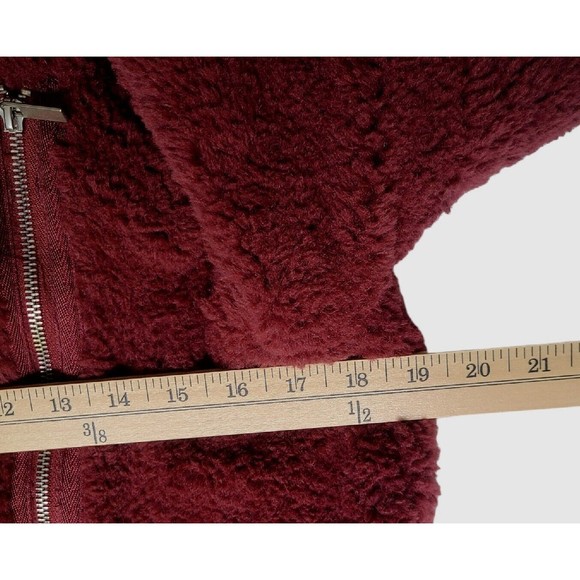 Bagatelle Collection Faux Fur Jacket Womens S Burgundy/Plum Zip Pocket Soft - Picture 6 of 10